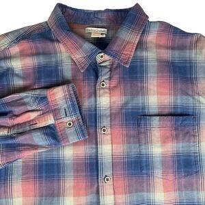 Carbon2Cobalt Mens XL Plaid Flannel Shirt Blue Pink Long Sleeve Button Up